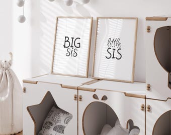 big sister little sister printable wall art, girls room décor, sisters shared bedroom art, pregnancy reveal, sisters gift idea, girl nursery