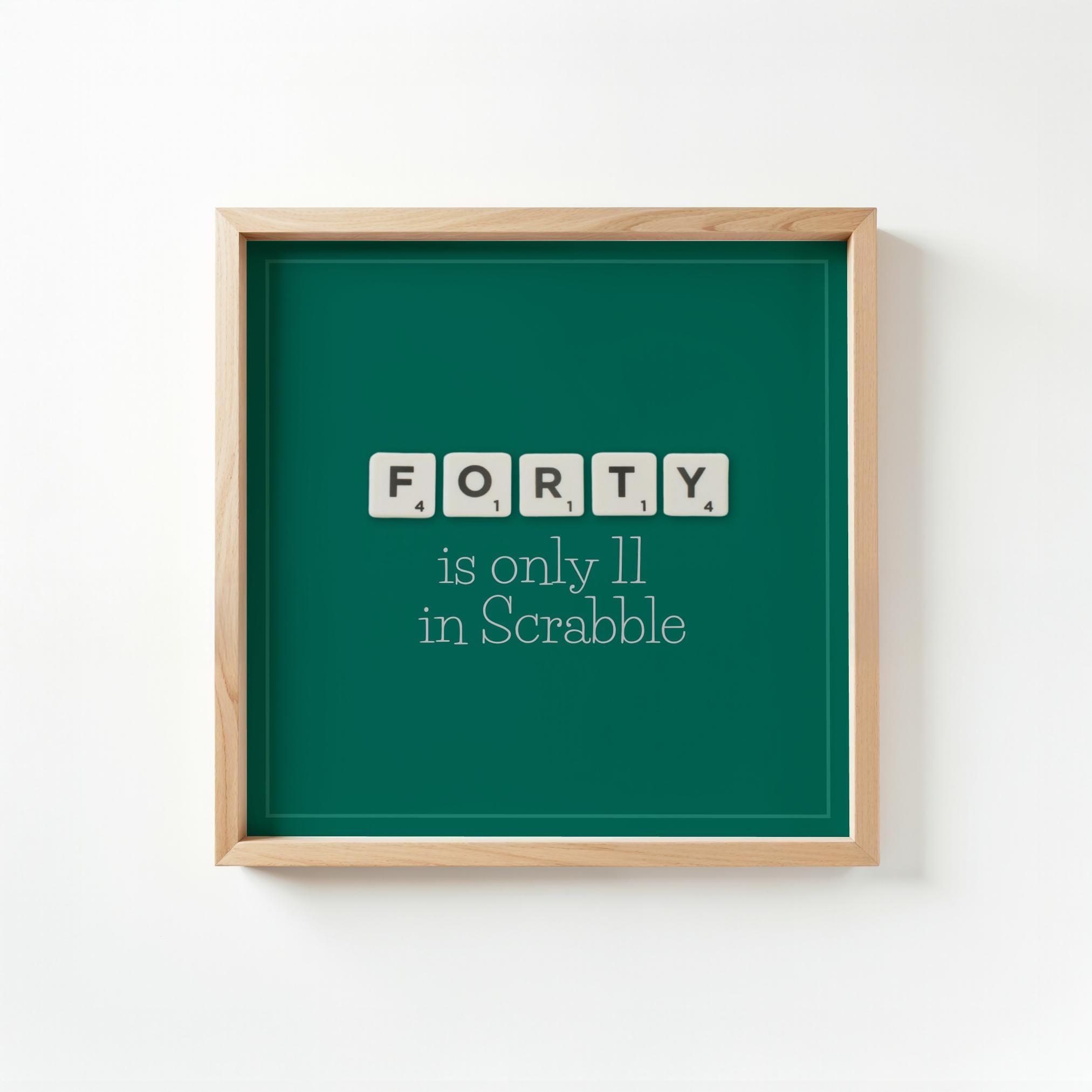 Forty is Only 11 in Scrabble | Printable Wall Art | Funny Gift for 40th ...
