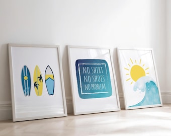 Surf Gallery Wall Art Set, Beach House Prints, Surfer Boy Room Decor (Digital Download)