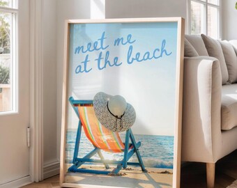 Meet Me at the Beach Print, Summer Coastal Wall Art (Digital Download)