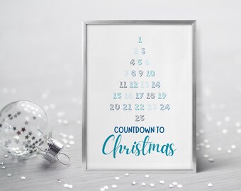 Christmas countdown printable wall art, Christmas Printable, days till Christmas, advent printable, countdown to Santa, Christmas calendar