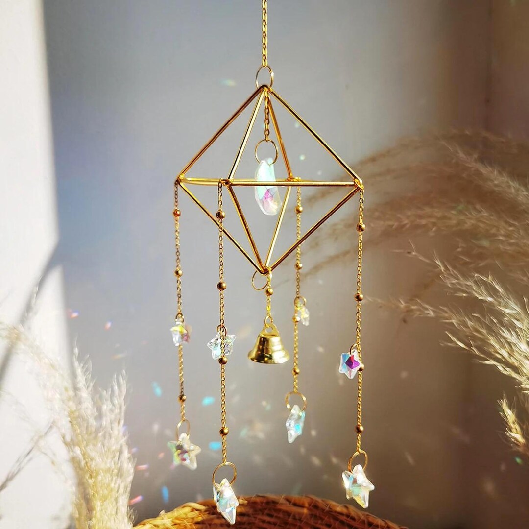 Crystal Half Moon Suncatcher, Prism Suncatcher, Rainbow Catcher, Wind ...