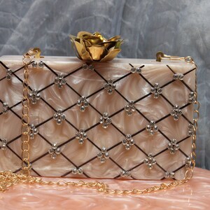 Luxury Diamond Acrylic Bridal Clutch - Handcrafted Bachlorette party favor Handbags, Bridesmaid Novelty Purse, Designer Dupes