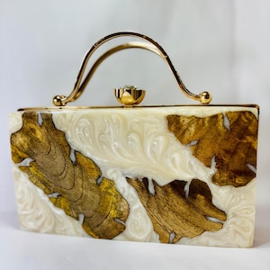 Epoxidharz Holz Minaudiere, Goldgriff Brauttasche, Luxus Clutch, Einzigartiges Brautjungfer Geschenk, Benutzerdefinierte Hochzeit Geldbörse, Handwerker Party Handtasche