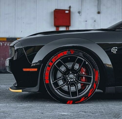 Tire Lettering Hellcat SRT Permanent Tire Stickers 1'' 8 pcs