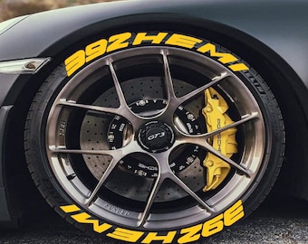 Tire Lettering 392 Full Yellow Permanent Tire Stickers 1'' 8 pcs