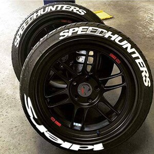 thumbnail image 2 of Speedhunters Permanent Tire Lettering Stickers – 1.38” White – 8 Sets – 15” To 24” Tires 2 of 5