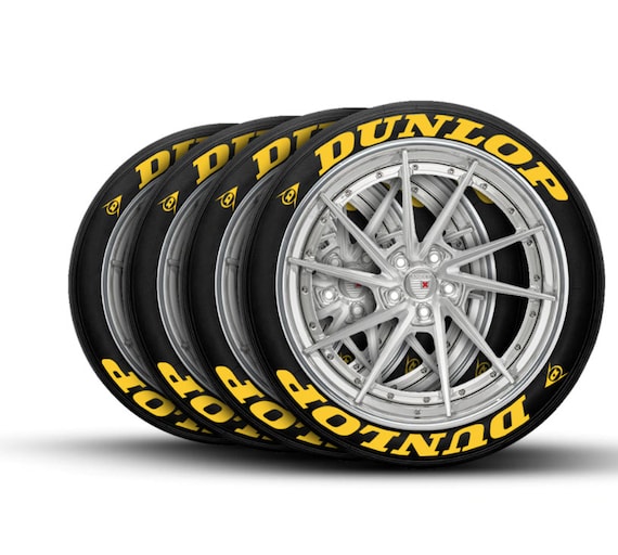 Tire Lettering Full Yellow Dunlop Permanent Tire Stickers 1 8