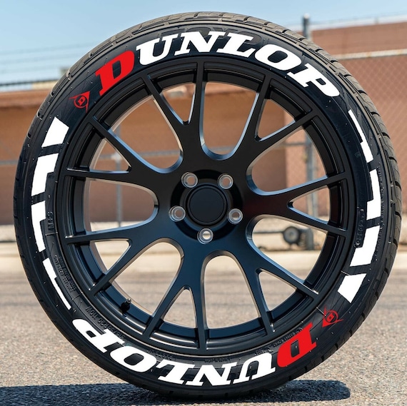Tire Lettering Dunlop Pieced Strip Permanent Tire Stickers 1''