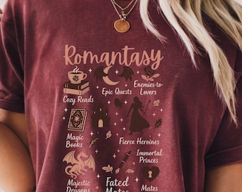 Romantasy Reader Tee, Book Lover T-Shirt, Reading Enthusiast Top, Literature Fan Gift, Librarian Apparel