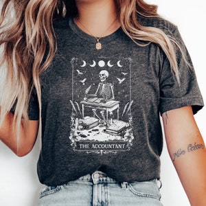 Tarotkaarttekening T-shirt accountant, T-shirt met korte mouw, uniseks shirt, boekhoudcadeau, financiële kleding