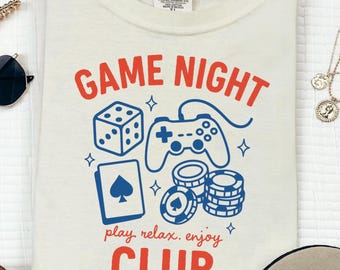 Game Night Club T-shirt | board games, cards, dice, video controller