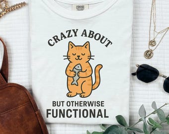 Crazy Cat Unisex T-shirt, Animal Lover Tee, Kitty Adoption Shirt, Cat Mom Dad Gift, Pet Rescue Awareness Top