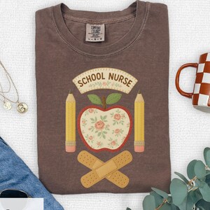 School Nurse Shirt, Faux Patchwork Nurse Tee, Cute School RN Shirt, Back to School Nurse Gift