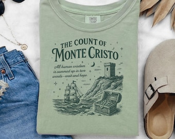 The Count of Monte Cristo T-Shirt | Pirate Ship, Treasure Chest, Lighthouse Illustration