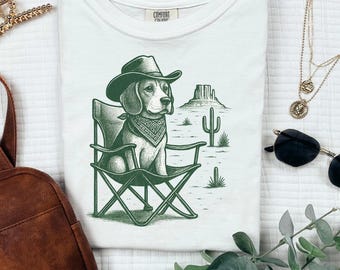 Maglietta Western Beagle: maglietta per amanti dei cani in stile vintage
