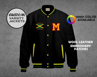 Jamaica Letterman Varsity Jacket Custom Varsity Jacket University Varsity Jacket Sports Jacket Varsity Jacket Men