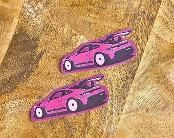 Y2K Pink Porsche GT3RS Sticker Pack, Aesthetic Car Decals