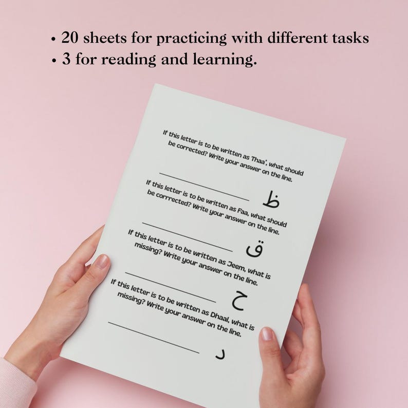 Arabic Text Task Arabic Alphabet Printable Study Sheets for Beginners, Kids (PDF, JPG ...