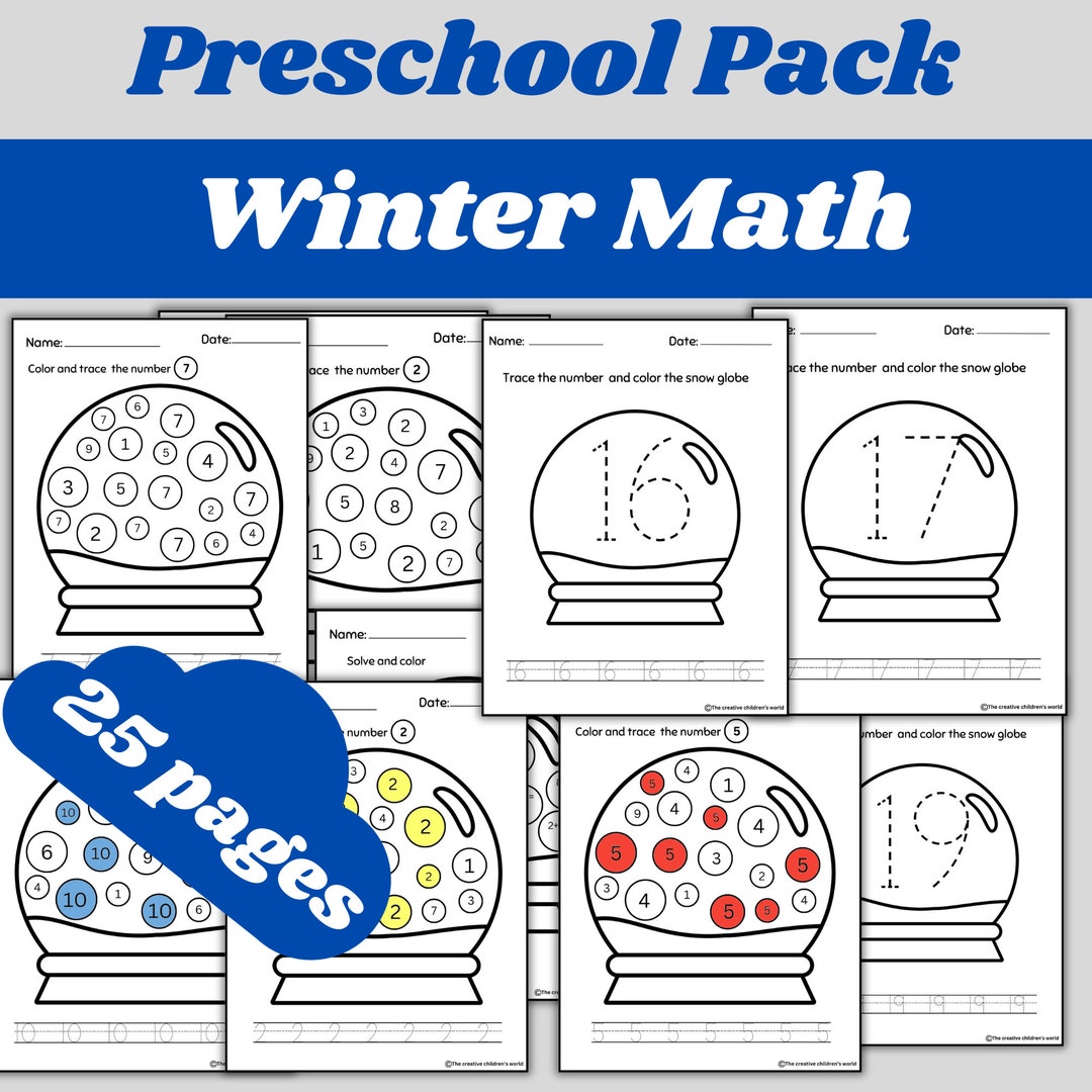 Winter Theme Activities Pack preschool Math Snow Globe Activities