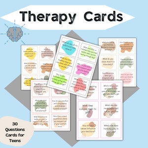 Therapy Question Cards for Teens, Conversation Cards Therapy Tools Counseling Flash Cards, Therapy Office Decor