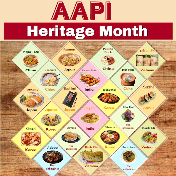 Celebrate Asian American Pacific Islander Heritage Month AAPI Posters Bulletin Board Culinary Traditions.