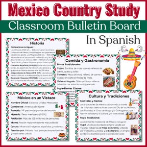 Mexico Country Study &quot;In Spanish&quot; Classroom Bulletin Board Cinco De Mayo Hispanic Heritage Month Classroom Decor Activities Mexico Geography