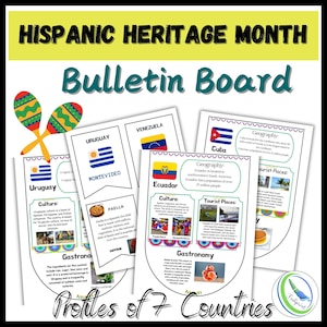 Hispanic Heritage Month Spanish Speaking Countries Profile Classroom Decor Flags Latin American Countries Bulletin Board Research Template
