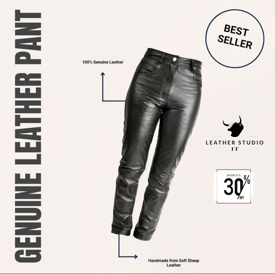 Women's Petite Faux Leather Trousers