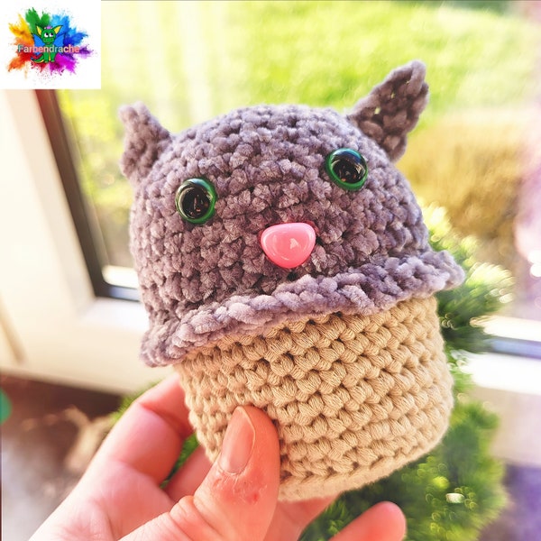 Gehäkelte Muffin Katze Amigurumi Dekoration Geburtstagsgeschenk Wolle Stoff Plush