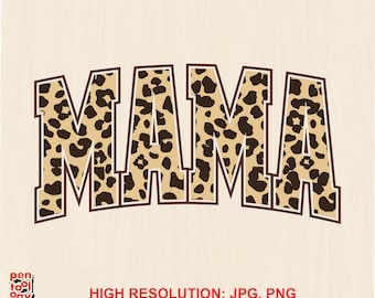 Leopard Mama Varsity Design: Cheetah Print (PNG, JPG)