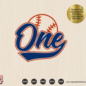 May include: A blue and red baseball-themed graphic with the word "One" in a stylised font. The graphic includes a baseball with red stitching.