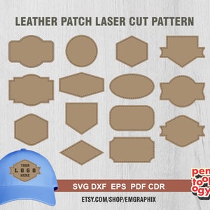 Hat Patch Laser File, Leather Hat Patches Cut Pattern SVG Dxf Pdf Cdr Files voor Glowforge, Xtool en andere snijmachines, Svg Bundle