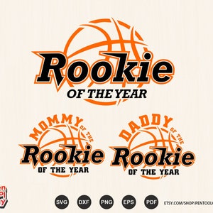 Recrue de l'année Svg | Basket-ball famille correspondant chemises SVG - papa et maman de la recrue, basket-ball anniversaire fichiers Dxf Png coupe Svg