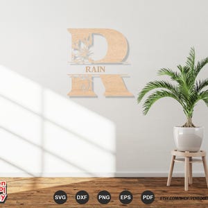 Floral Split Monogram Alphabet SVG – Laser Cut Files for Wood Engraving, Custom Name Monogram, A-Z Letters for Glowforge, Cricut, CNC