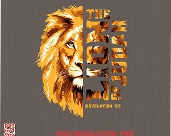 Lion of Judah Bible Verse Design | Christian DFT, Sublimation Print PNG