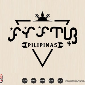 May include: Black and white graphic design featuring a stylized sun with rays and a triangle with the text "Pilipinas" and "F*Y*F*T*U*B" inside. The design is reminiscent of the Philippine flag.