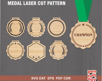 Medaille Form Schnittmuster, Medaille Laser Cut-Datei, Holz Medaille Designs, Auszeichnung Formmuster, Blank Medaillen, Glowforge, SVG Vektordatei