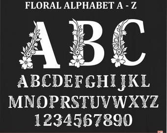 Floral Monogram SVG Bundle, Alphabet, Numbers, Wedding Initials, Laser Cut File (Digital Download)