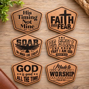 SVG-Bundle mit christlichen Aufnähern – Bibelvers-Abzeichen für Lasergravur, Cricut CNC – Laserschnittdatei zum Thema Glaube, Abzeichen mit biblischer Motivation