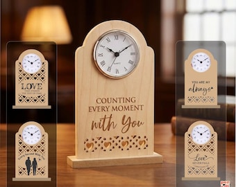 Love Desk Clock SVG Bundle | Valentine & Anniversary Clock Design | Heart Laser Cut Clock | Wedding Gift SVG | Glowforge CNC File