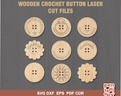 Handmade Button Laser Cut Pattern, Wooden Button Cutting file, Product Labels for knitting and crochet projects - Svg Dxf Cdr AI, Glowforge