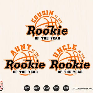 T-shirts assortis sur le thème du basket-ball - SVG PNG pour oncle, tante, cousin de la recrue de l'année | Anniversaire Svg Dxf Png, sublimation, fichiers coupés