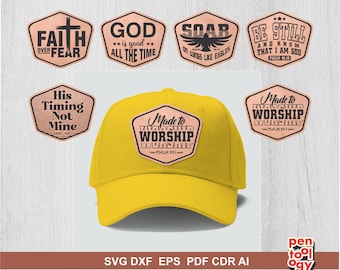 Christian Hat Patch SVG Bundle – Bible Verse Badge Designs for Laser Engraving, Cricut CNC – Faith Laser Cut File, Bible Motivation badges
