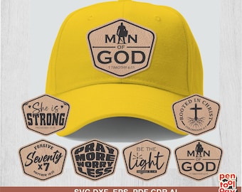 Pacchetto SVG di toppe con versetti della Bibbia: disegni di cappelli cristiani (download digitale)