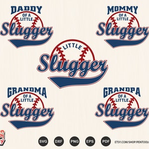 Família de beisebol SVG, Little Slugger, papai, mamãe, vovó, vovô, camisas combinando família, pacote de arquivo de sublimação, aniversário Svg Dxf Png