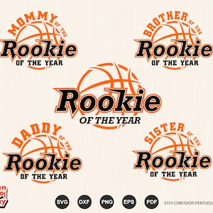 Basketball SVG Bundle | Passende Familienshirts - Mama, Papa, Bruder, Schwester des Rookie des Jahres, Schnittdateien, DTF Sublimation Png