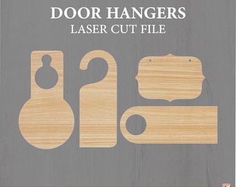 Door Hanger Laser Cut File SVG Bundle | Wooden Door Sign Template | Glowforge SVG | Cricut Door Hanger | Dxf Eps Png Pdf Ai Cdr