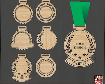 Medal Shape Cut Pattern, Medal Laser Cut File, Acrylic Medal Designs, Award shape pattern, Blank medals, Glowforge, SVG Vector File