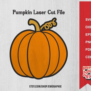 Pumpkin Svg Laser Cut File, Halloween Ornament Laser cutting pattern, Fall Glowforge file - Svg, Dxf, Eps, Pdf Download